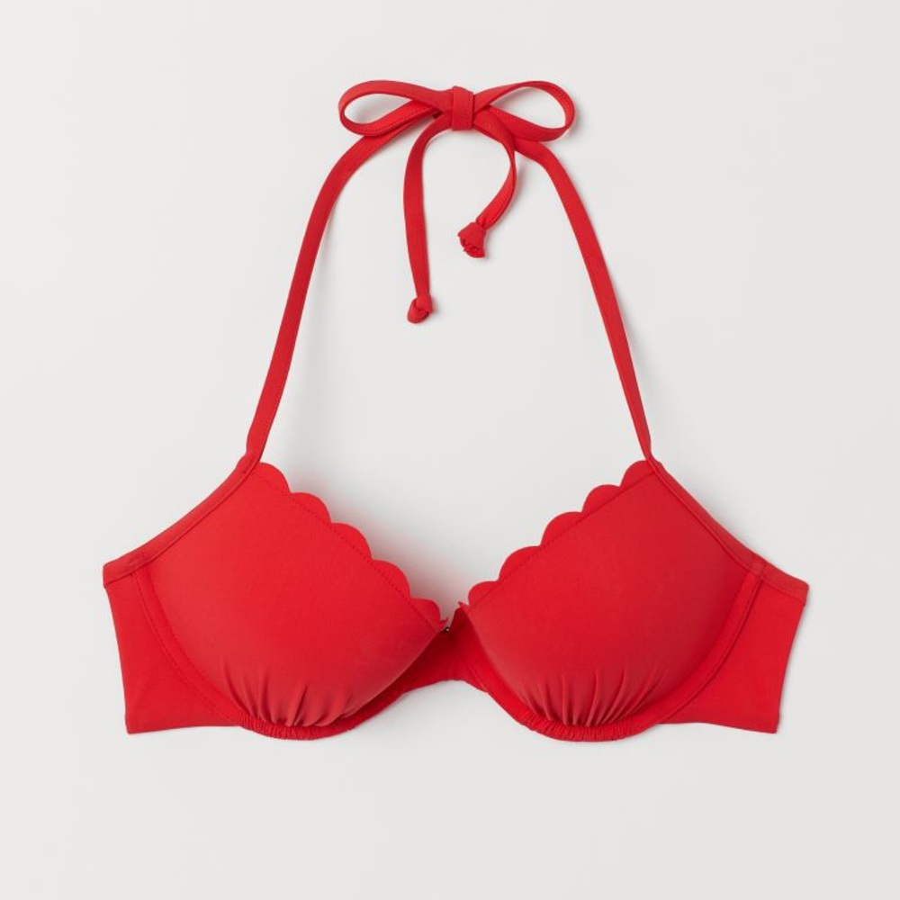 H&M Burgundy Laser Cut Push Up Bikini Top